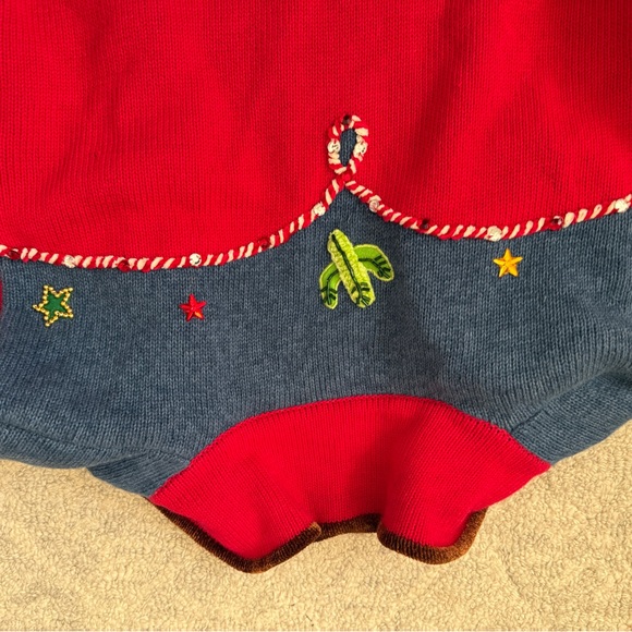 Red Western-Themed Cardigan with Embroidered Details - Picture 12 of 12